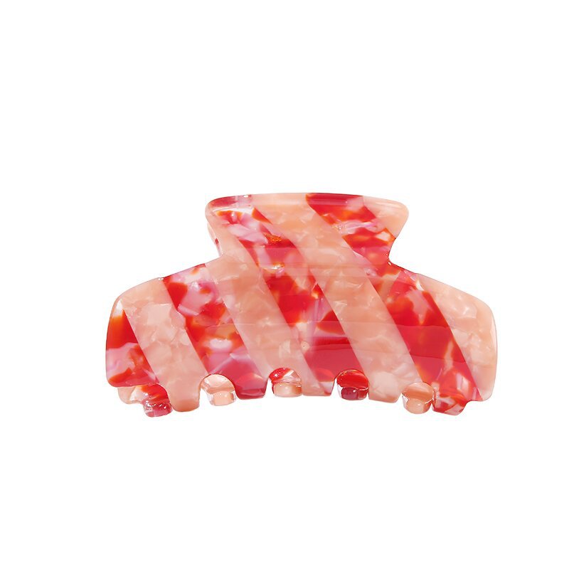 欧美条纹拼接发夹高马尾鲨鱼夹复古盘头抓夹大号醋酸板材头饰