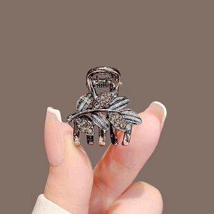 精致水钻树叶小号发夹感时尚前额刘海抓夹女气质头顶边夹头饰