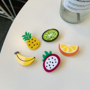 韩版醋酸水果菠萝糖果色碎发夹橘子香蕉碎发夹动物鸭嘴夹发饰