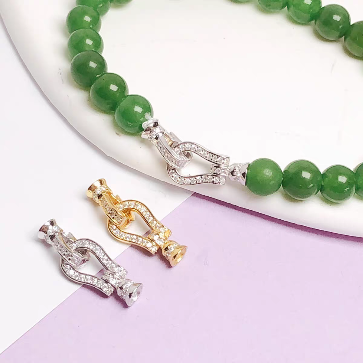 小米珠单排珍珠马蹄搭扣