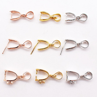 925镀银夹扣吊坠扣银卡扣玉石琥珀蜜蜡银项链扣头长针瓜子扣头