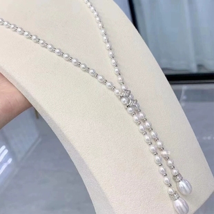 925镀银DIY配件轻奢小米珠项链双排可拆卸装饰夹扣连接扣子套装托