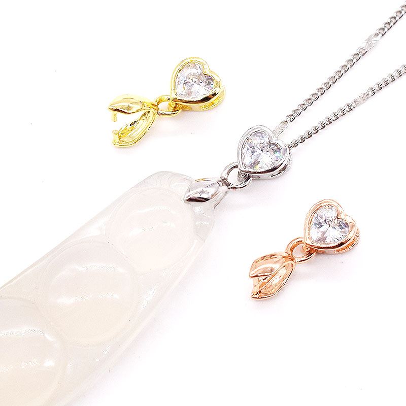 925半银玉扣吊坠扣头空托 项链扣环配件连接扣卡扣瓜子扣爱心夹扣