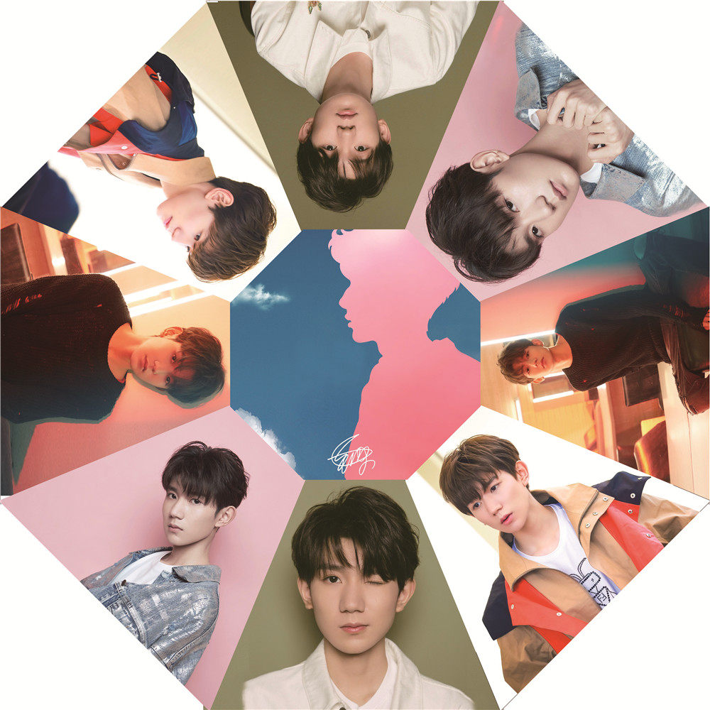 tfboys新款王源全自动黑胶布晴雨两用折叠伞防紫外线遮阳生日礼物