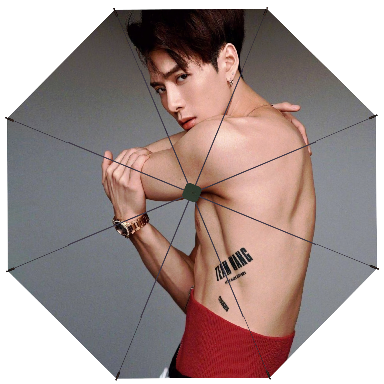 王嘉尔腹肌明星偶像粉丝应援礼物周边三折叠全自动晴雨两用伞防晒