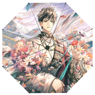 盗墓笔记张起灵吴邪三折叠全自动漫卡通周边晴雨两用伞防晒节节收