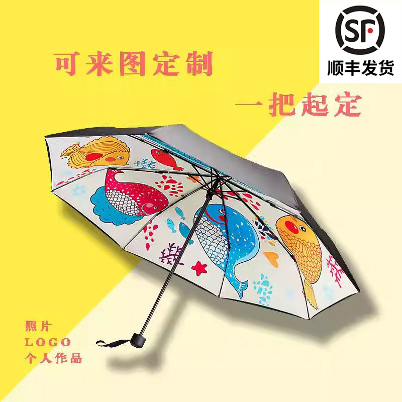 新款来图定做DIY个性图片图案LOGO照片动漫遮阳伞定制伞架晴雨伞