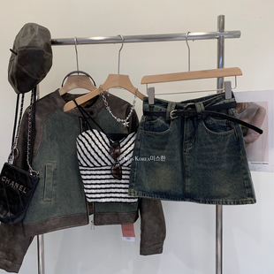 【MISS KOREA】推荐自留百搭随性氛围半身裙牛仔裙  蓝色 M码