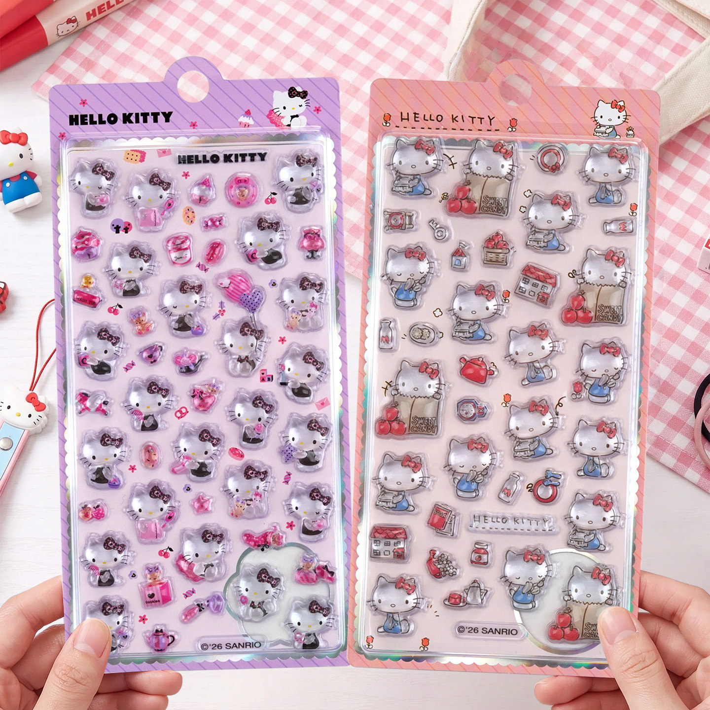 凯蒂猫立体浮雕贴纸儿童卡通hellokitty手机文具手帐装饰水晶贴画