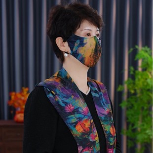 罗纹缎丝巾帽组合套装春夏百搭出游遮阳气质骑车防晒面罩防紫外线