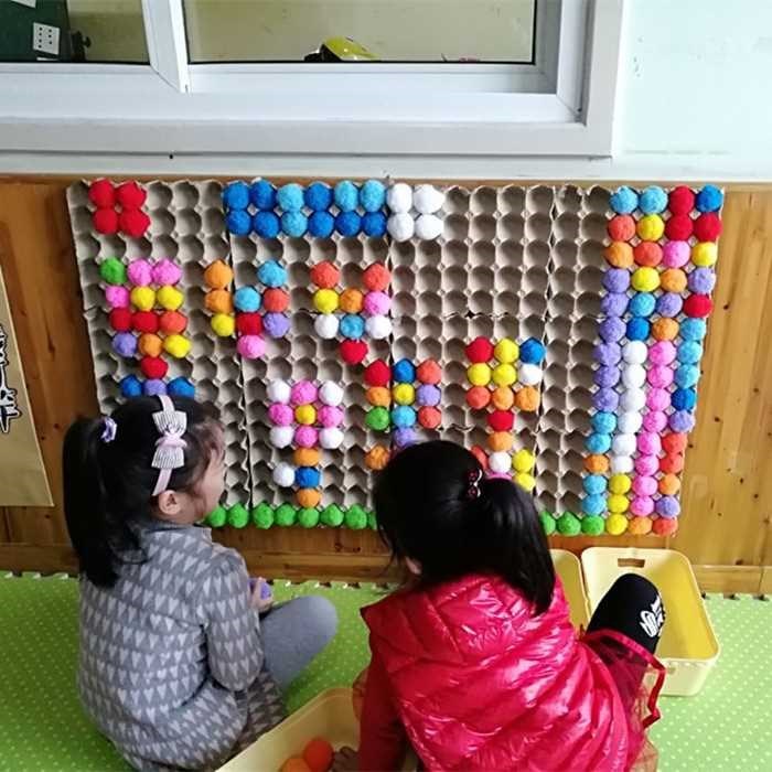 幼儿园创意彩色手工毛绒球纸浆鸡蛋托毛球大号毛绒球区域材料玩具在类目 家居饰品, 壁饰中 - 来自Buy2taobao.com提供专业的淘宝代购服务