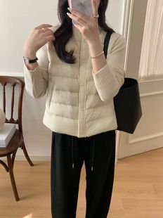 韩国东大门正品 羽绒服外套女上衣 2025百搭立领宽松拼接针织长袖