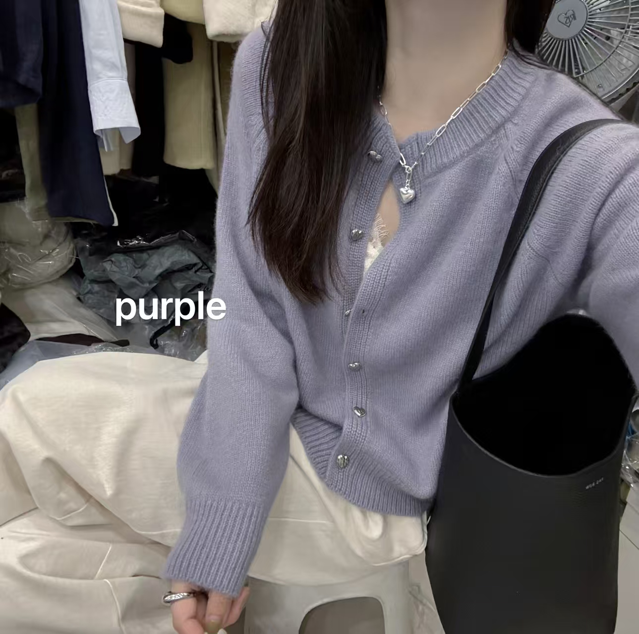 韩国东大门正品女装2025新百搭圆领爱心扣子羊毛长袖针织开衫毛衣