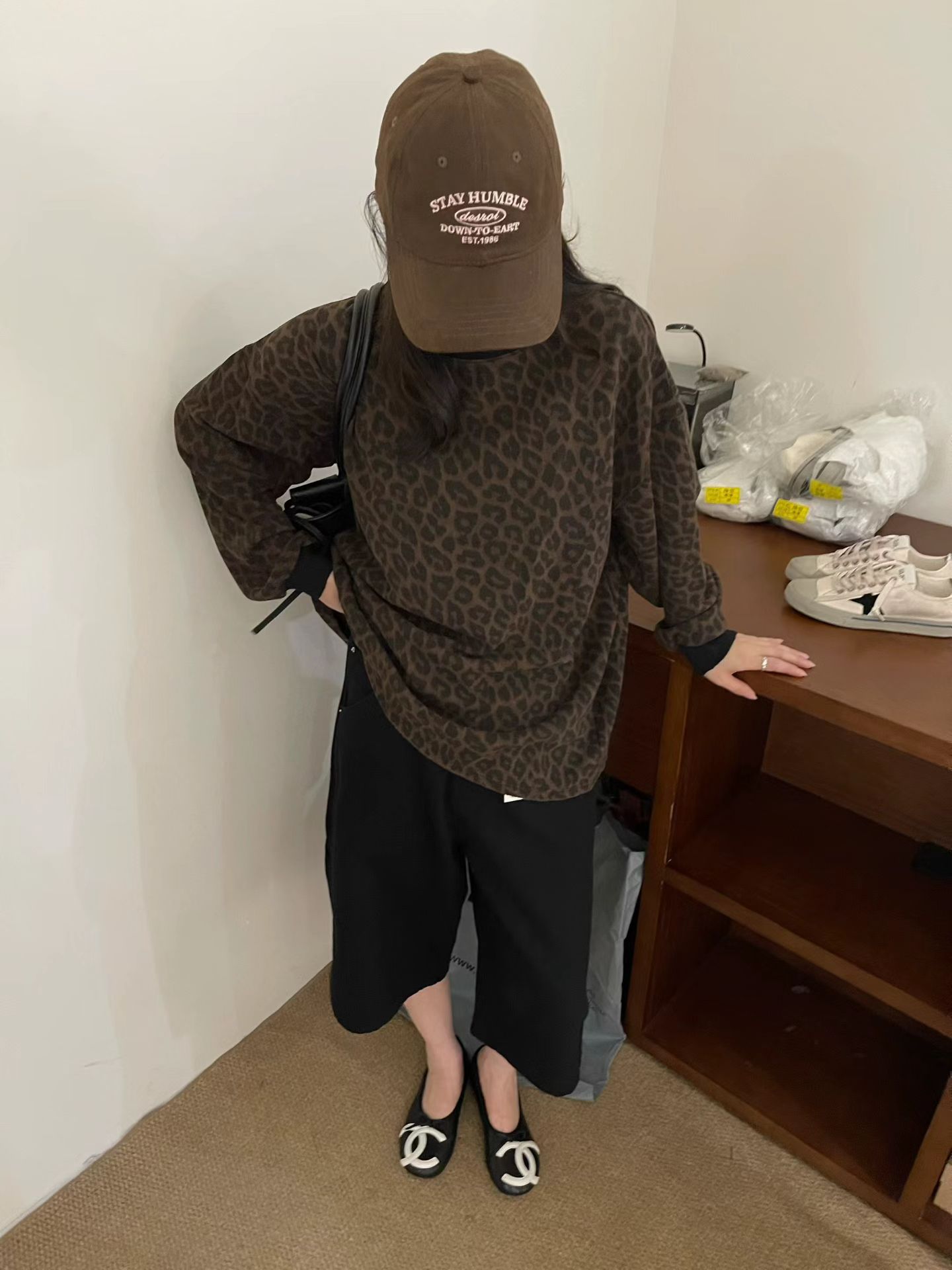 韩国东大门正品女装2026秋季新款百搭显瘦豹纹长袖T恤慵懒宽松ins