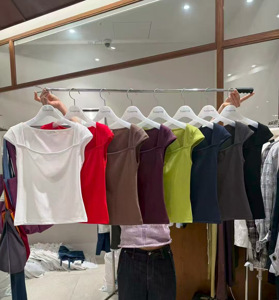 韩国东大门正品女装夏季新款方领短袖纯色T恤百搭修身显瘦打底衫