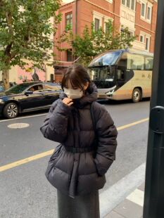 韩国东大门正品女装2025新百搭连帽收腰长袖羽绒服女上衣外套休闲