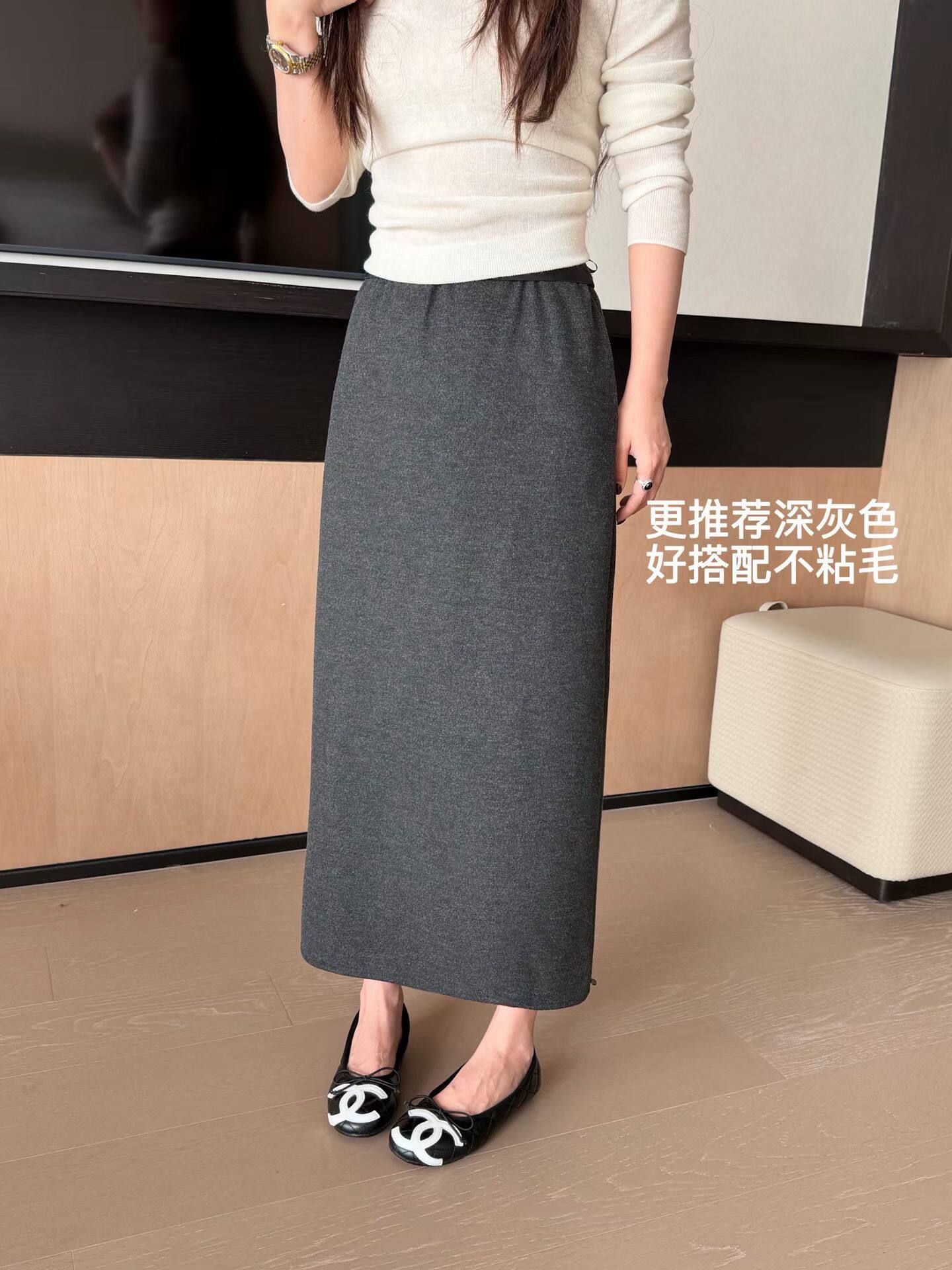 韩国东大门正品女装2026秋冬季新款松紧腰弹力直筒不毡毛半身裙