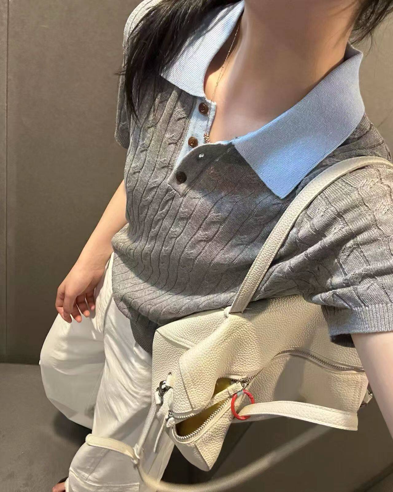 韩国东大门正品女2026薄款拼色翻领短袖麻花冰线T恤显瘦百搭休闲