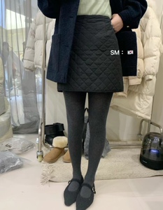 现！韩国东大门正品女装 2023冬季新 加厚压纹加绒a字版型半身裙