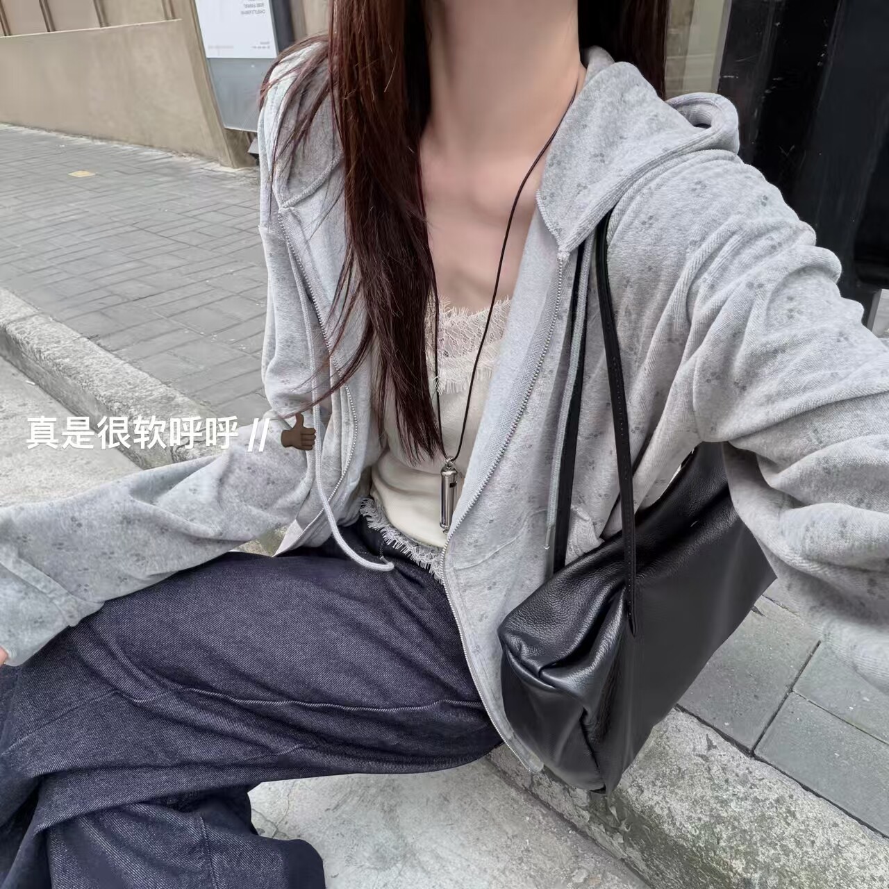 韩国东大门正品女装2026新款百搭显瘦连帽碎花拉链卫衣外套开衫