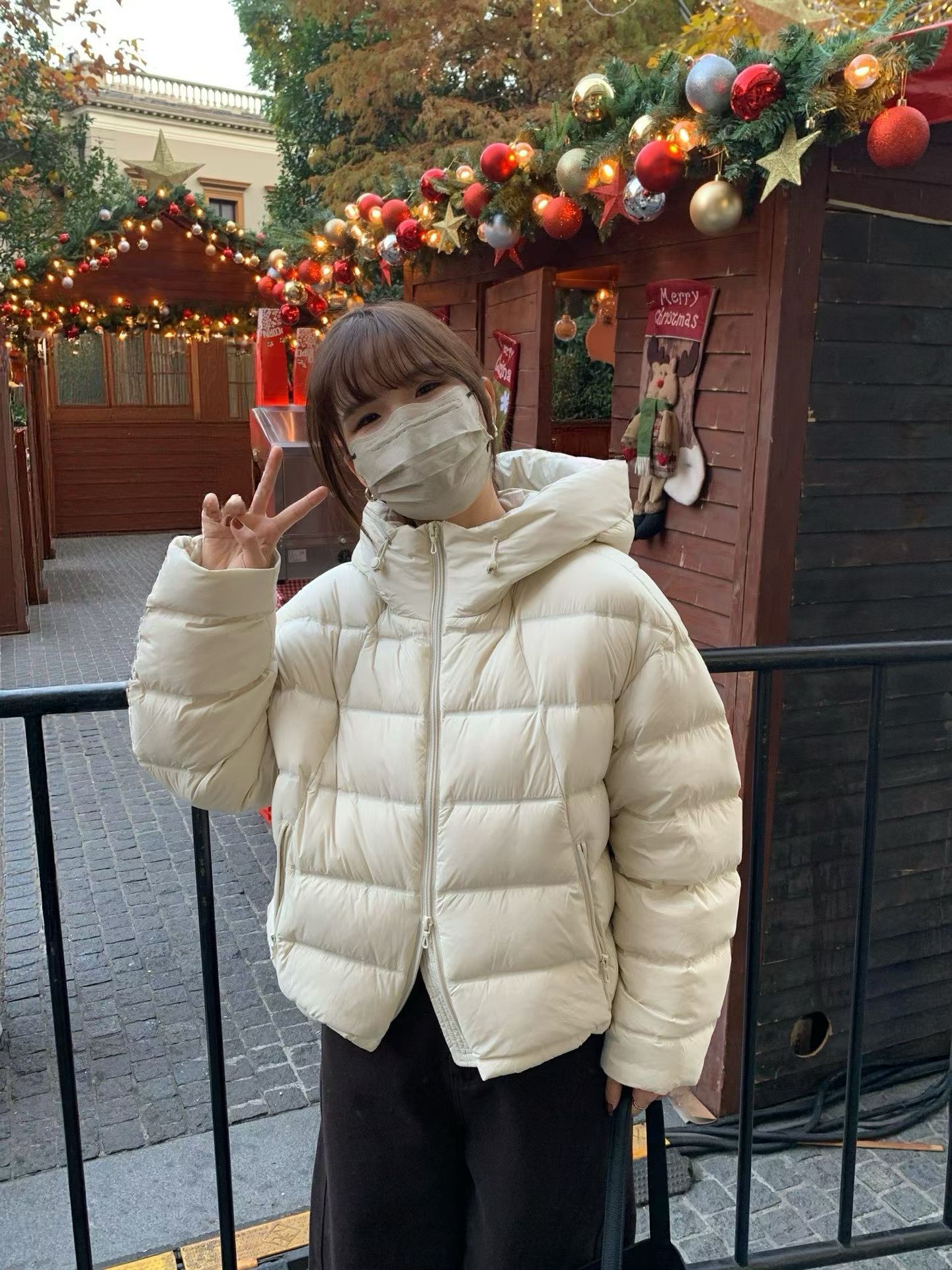 韩国东大门正品女装秋冬高品质连帽排骨宽松显瘦羽绒服双拉链外套