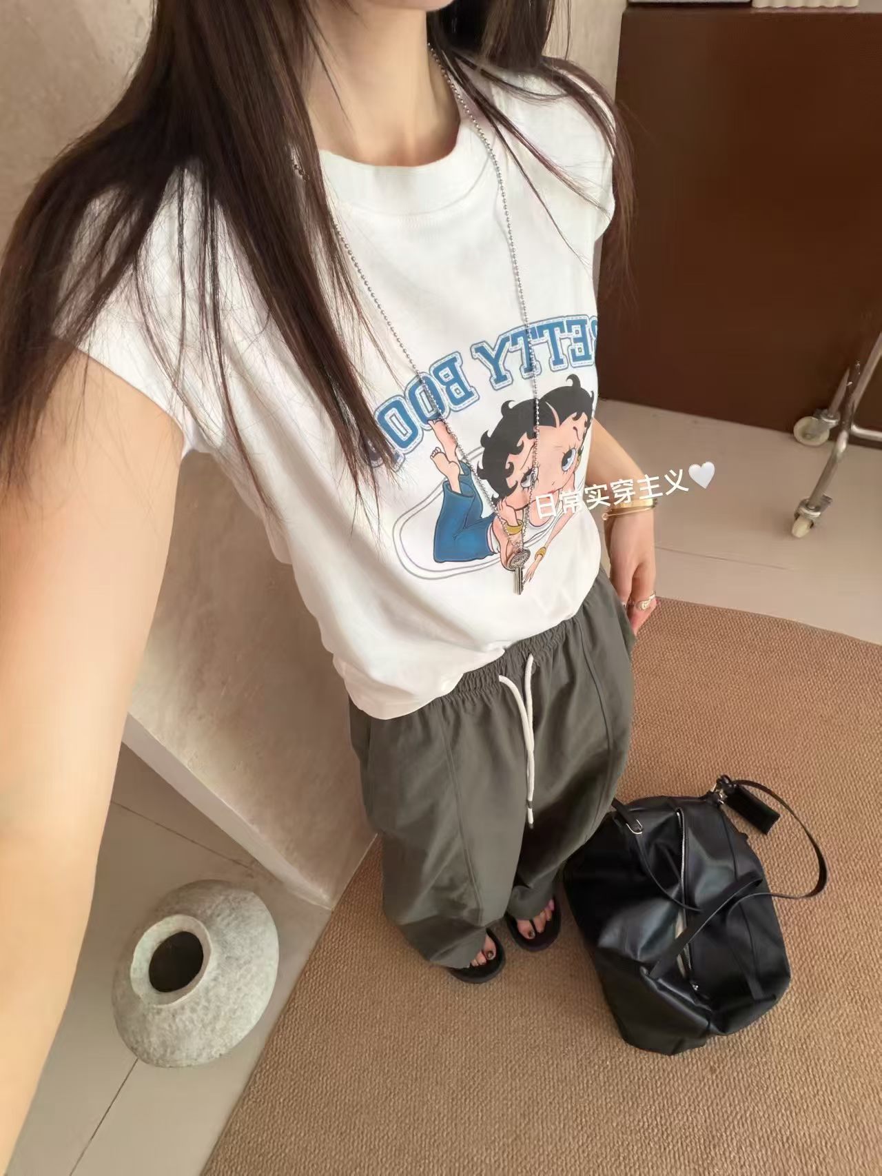 韩国东大门正品女装2026新圆领短袖卡通贝蒂印花T恤宽松显瘦百搭
