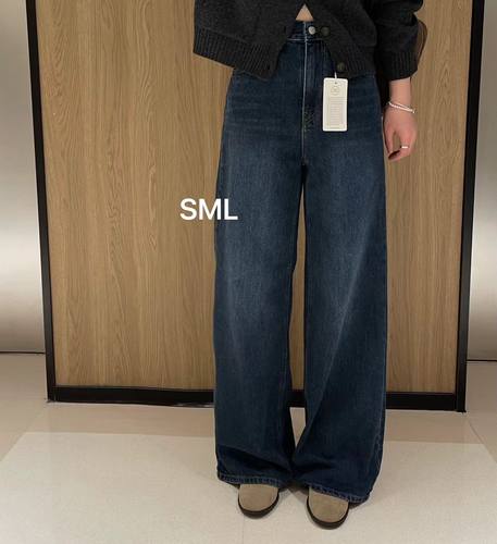 韩国东大门正品女装2025新款百搭高腰显瘦直筒牛仔裤女宽松阔腿裤