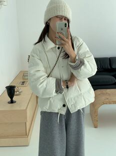 韩国东大门女装2026冬新款百搭显瘦立领拉链短款面包羽绒服
