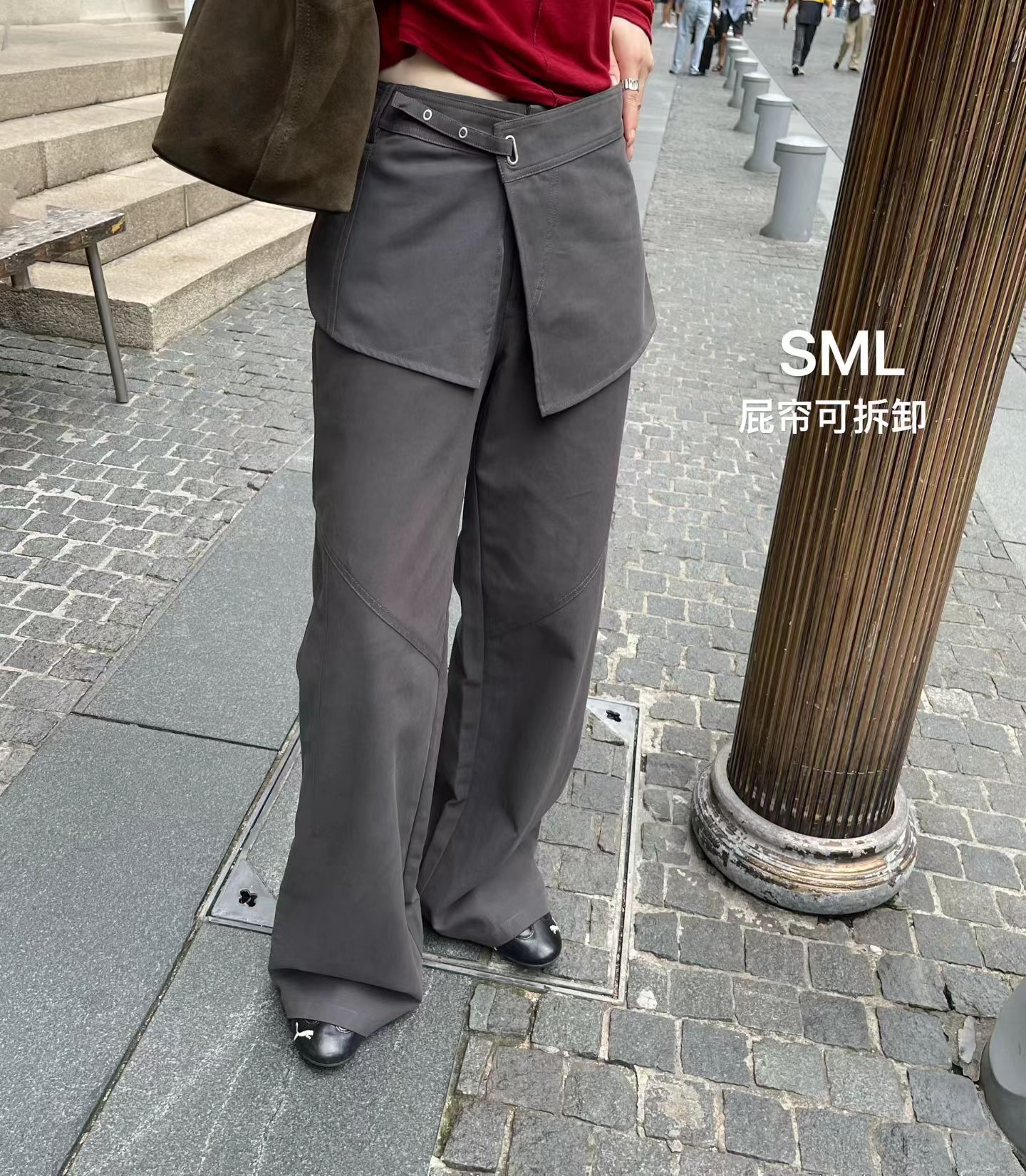 韩国东大门正品女装2026秋冬季新款高腰拼短裙屁帘假两件休闲西裤