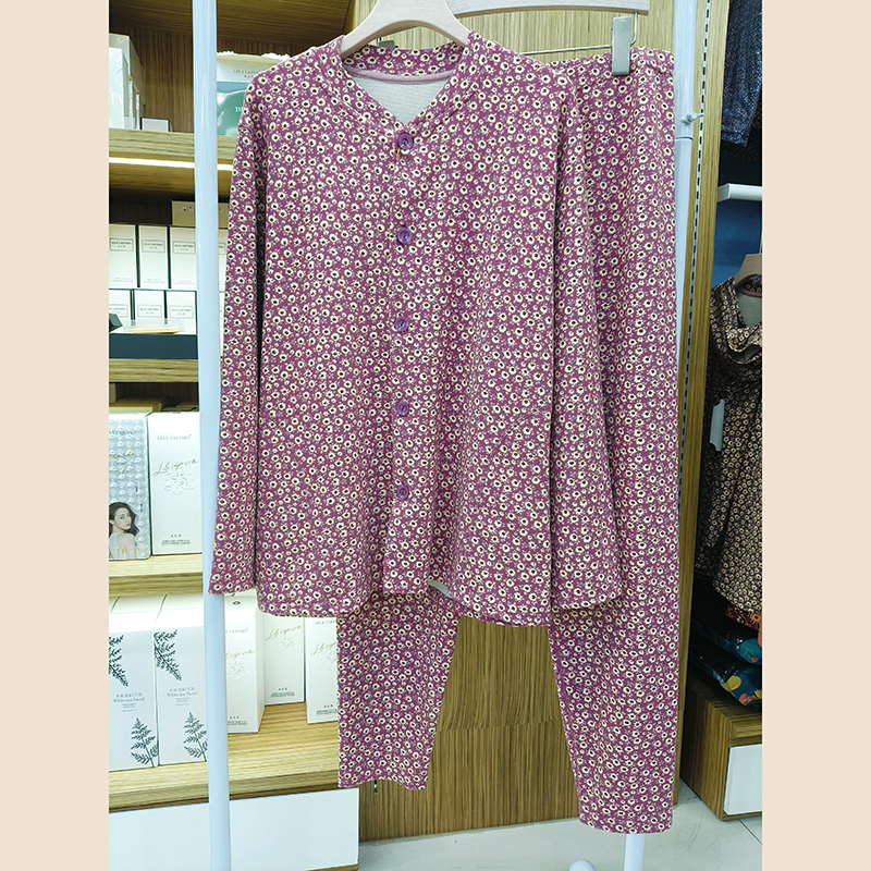 中老年人开衫秋衣秋裤保暖套装