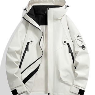 2518春秋薄款 户外连帽运动防风防水登山服潮牌 单层冲锋衣男女同款