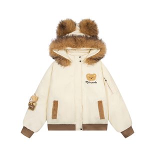 亿万原创小熊加绒派克服冬装韩系棉服女款冬季独特加厚棉袄厚外套