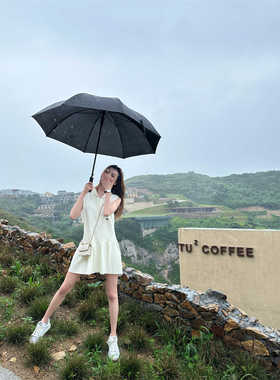 MJAMILA 法式初恋甜美气质海军Polo领白色小蜜蜂刺绣针织连衣裙女