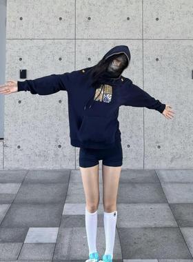 MJAMILA NASA美式复古刺绣卫衣薄款oversize慵懒风套头连帽外套女