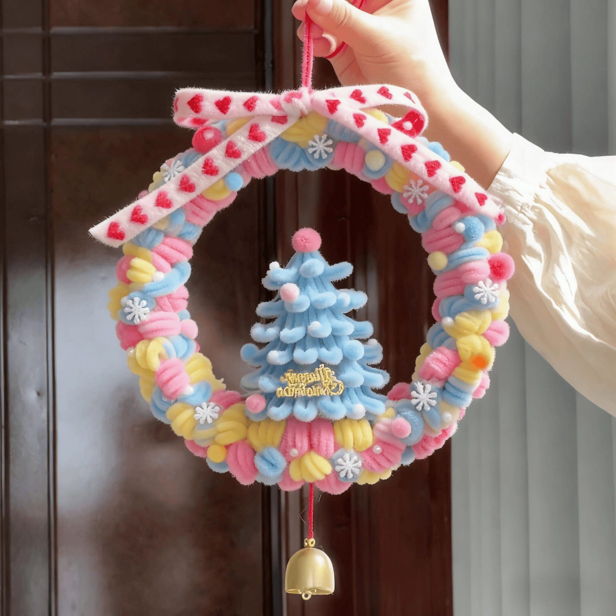 圣诞花环扭扭棒diy手工材料包圣诞节氛围感挂件送朋友节日礼物