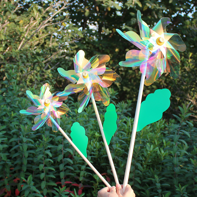 炫彩镭射风车玩具diy手工材料包