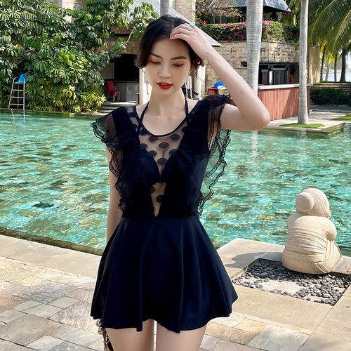 游泳衣女2025新款微胖女孩遮肚显瘦保守裙式连体聚拢女款大码泳装