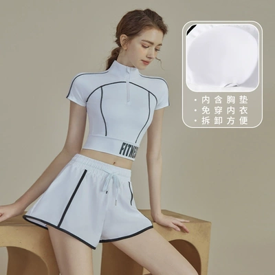 瑜伽服新款高级感春夏专业跑步运动套装女普拉提训练健身上衣短袖