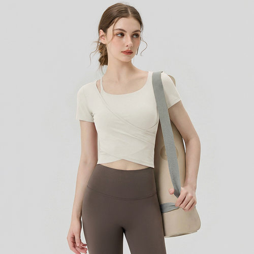 2026新款瑜伽服短袖女运动上衣t恤超好看普拉提训练健身服套装女