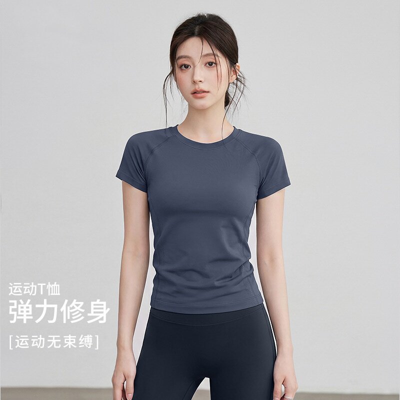 速干瑜伽服短袖女夏薄款普拉提训练套装健身跑步专业运动上衣T恤图片
