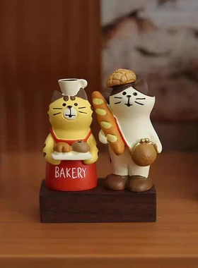 摆件 日式猫咪面包食玩公仔潮玩INS咖啡店装饰树脂工艺品 DIY摆件