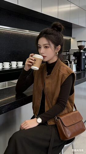 25062小立领花苞马甲春秋减龄无袖百搭时尚休闲百搭外套