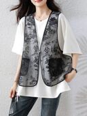 夏季 国风网纱单件绣花马甲女潮流爆 设计感国潮轻奢新中式