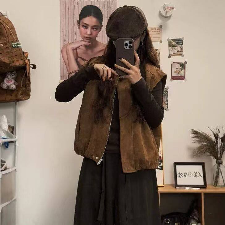 25055圆领时尚休闲时尚花苞马甲春秋减龄无袖百搭外套