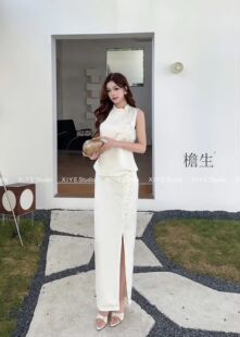 新中式国风套装女气质高级感马甲半身裙两件套2026年夏季新款女装