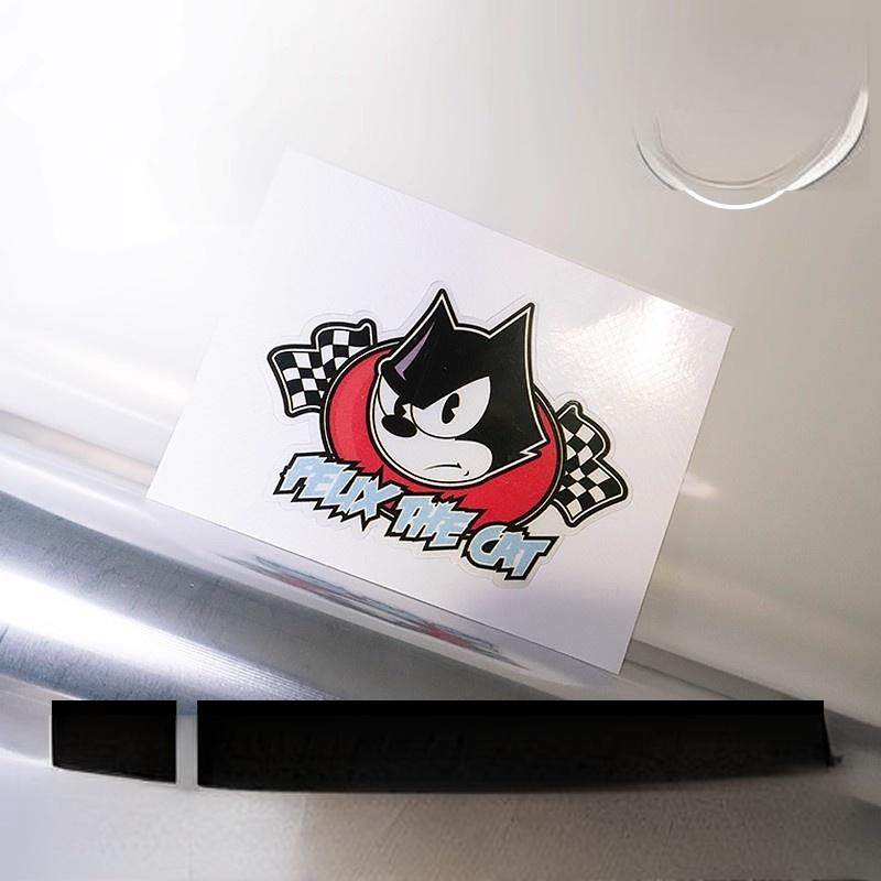 菲力猫竞速汽车贴画美式复古摩托车电瓶车划痕遮挡防水装饰贴纸