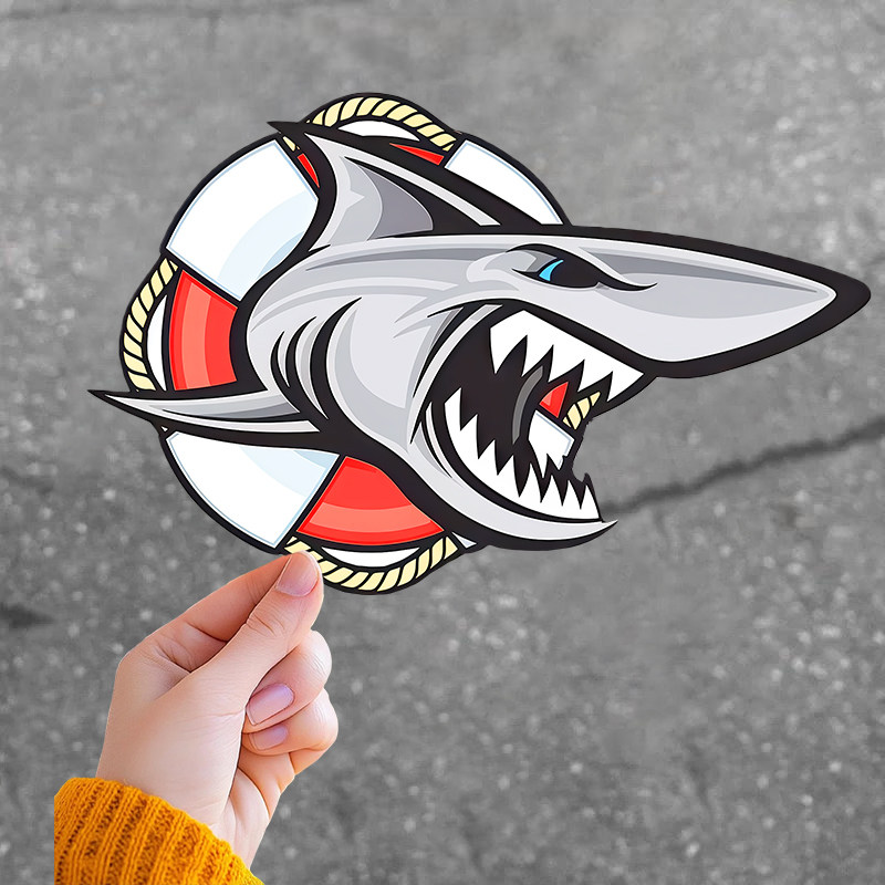鲨鱼卡通防水全车贴三角窗