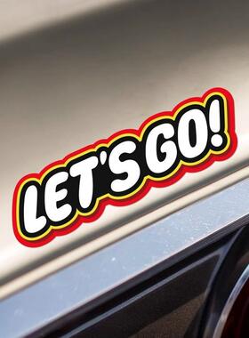 文字let's go个性定制汽车贴纸车身侧门划痕遮挡保险杠装饰反光贴