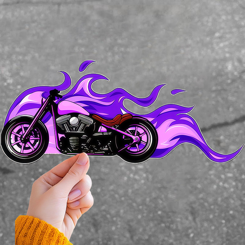火焰摩托车卡通防水三角窗贴