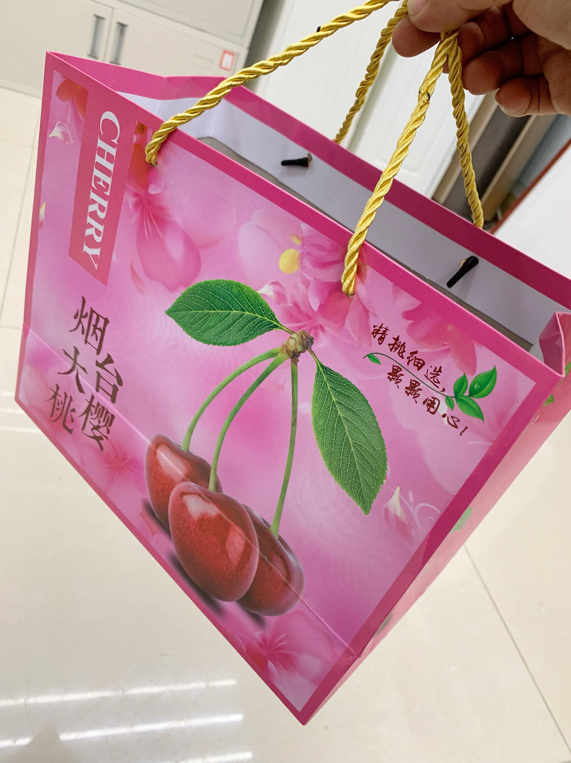 新鲜水果泡沫箱外包装 烟台大樱桃无纺布纸质手提袋环保袋3/5/6斤